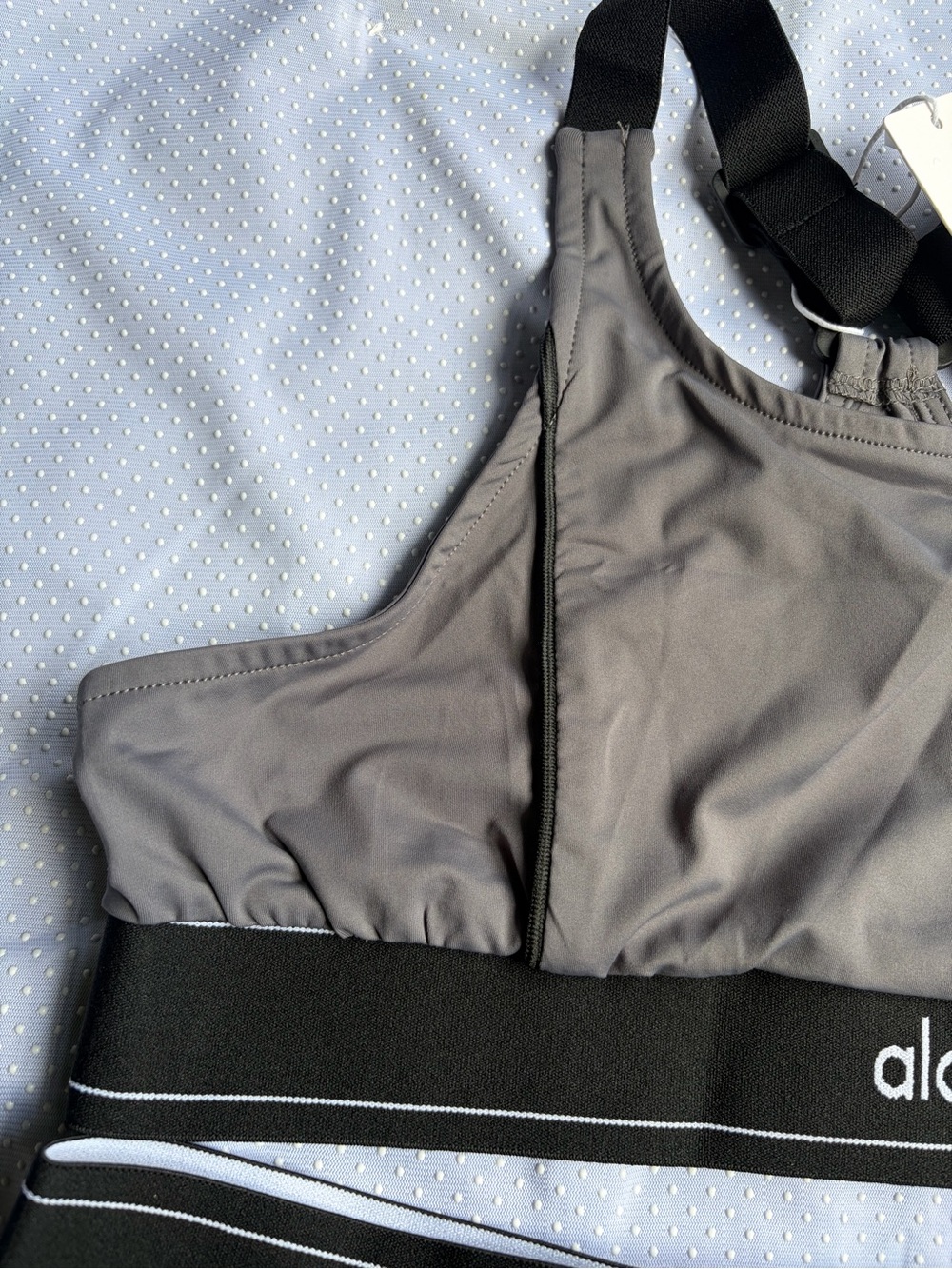 ALO Yoga Gray Athletic Shorts Romper with Black Elastic Waistbands - Picture 9 of 9